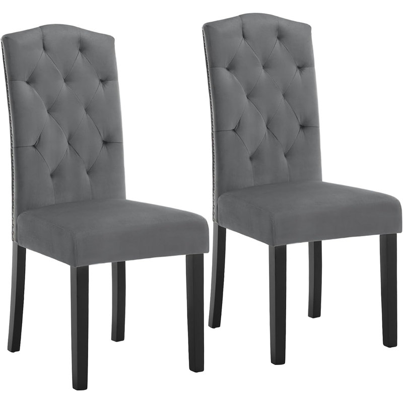 Norge 49cm H Velvet Upholstered Parsons Chair, Dark Grey Velvet