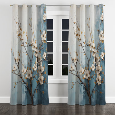Ayliana - Rideau à œillets Dogwood - Rideau floral obscurcissant - 1 panneau