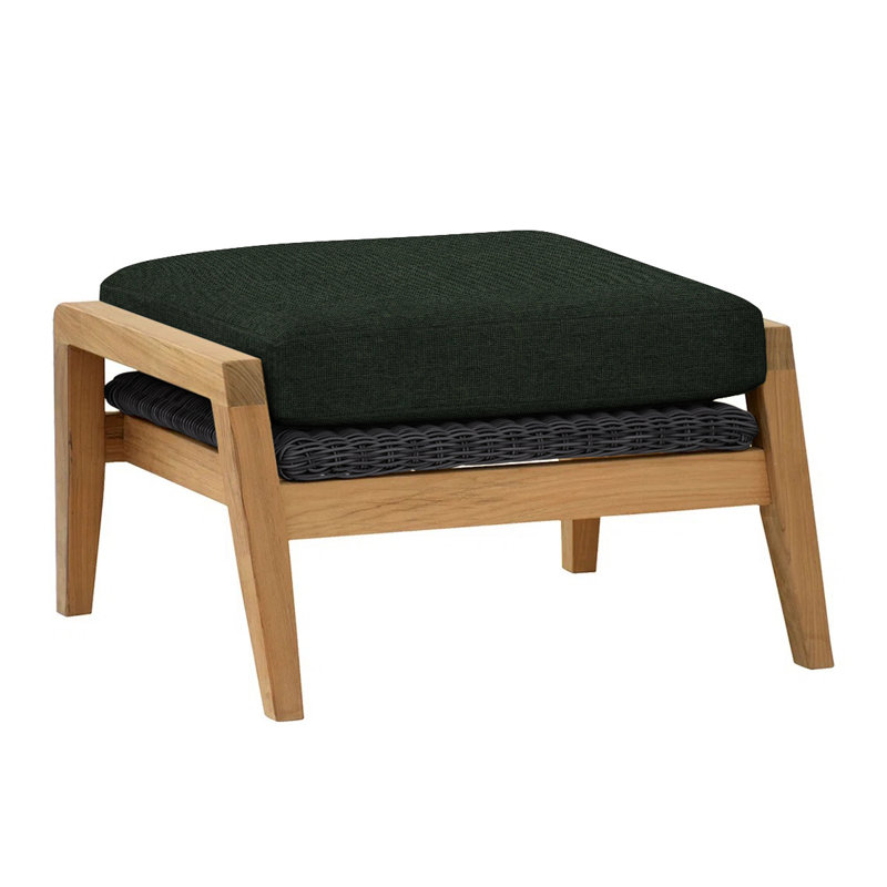 Spencer Outdoor Teak Ottoman, Millstone, Spencer Black