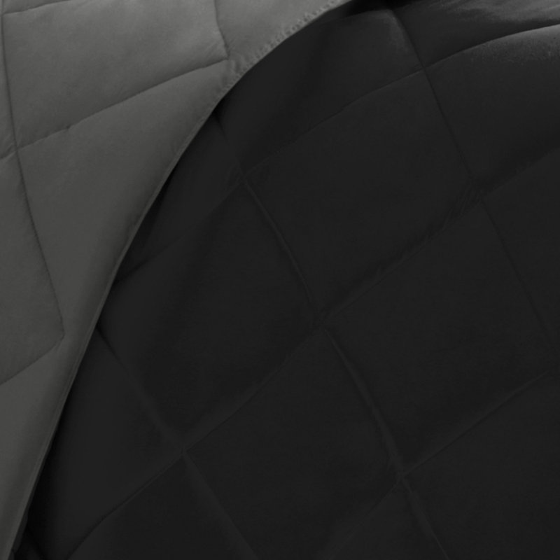 Édredon en duvet synthétique de 3 m avec 2 taies décoratives élégantes, Gris