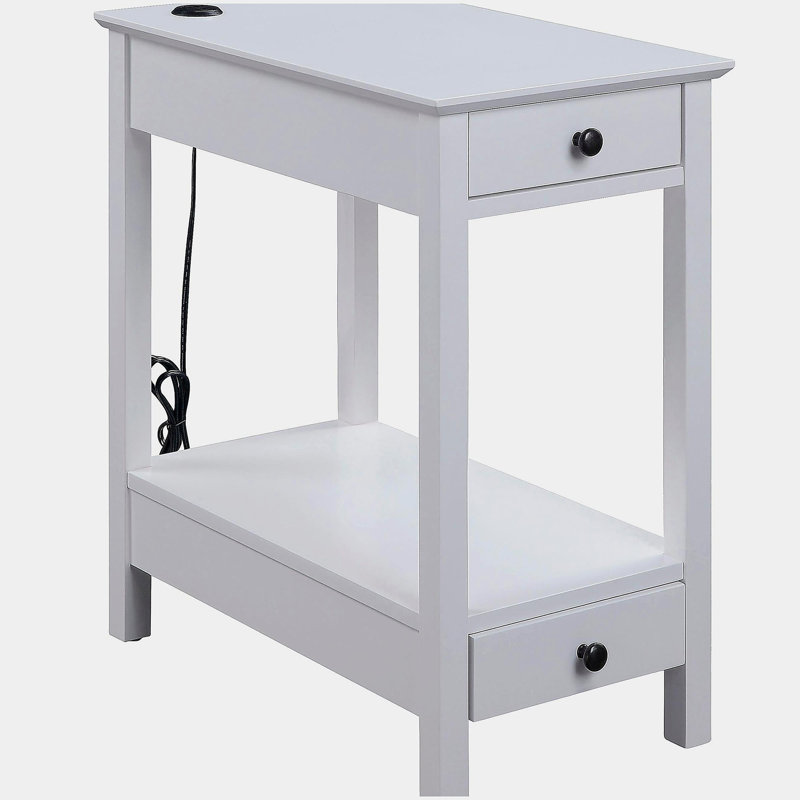 Table d'appoint blanche avec rangement USB