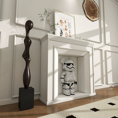 White Solid Wood Freestanding Fireplace
