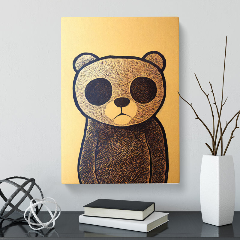 CAN-V0523-2488X Teddy Bear Sgraffito - Wrapped Canvas Print, 76cm H x 50cm W x 3cm D