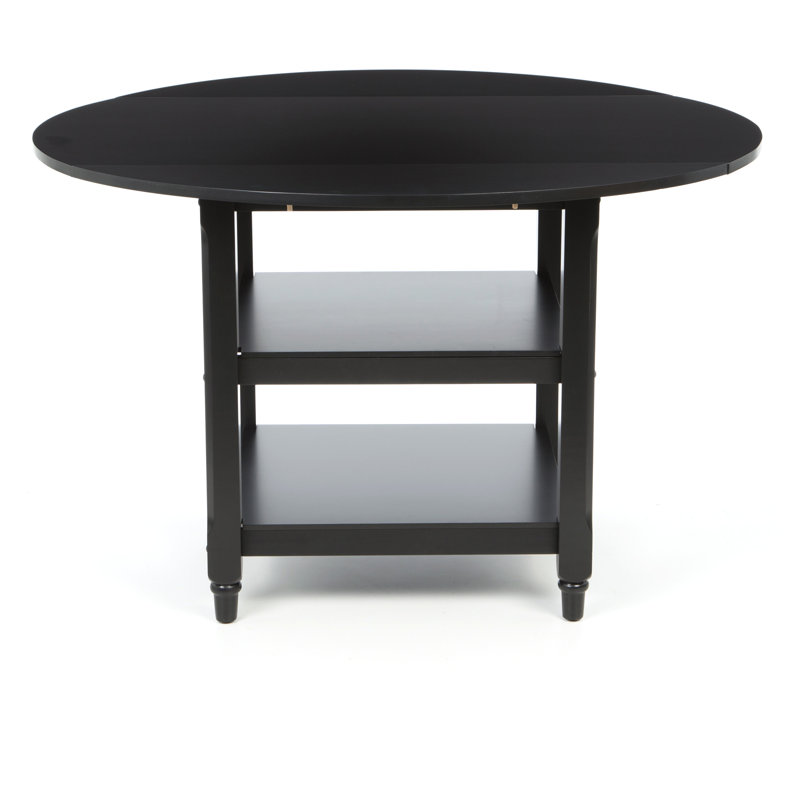 Bristol Point Extendable Round Solid Wood Base Dining Table, Black