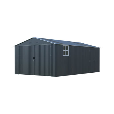 Abri de garage polyvalent et spacieux en métal pour les véhicules et les outils, construction en acier durable avec options d'éclairage flexibles
