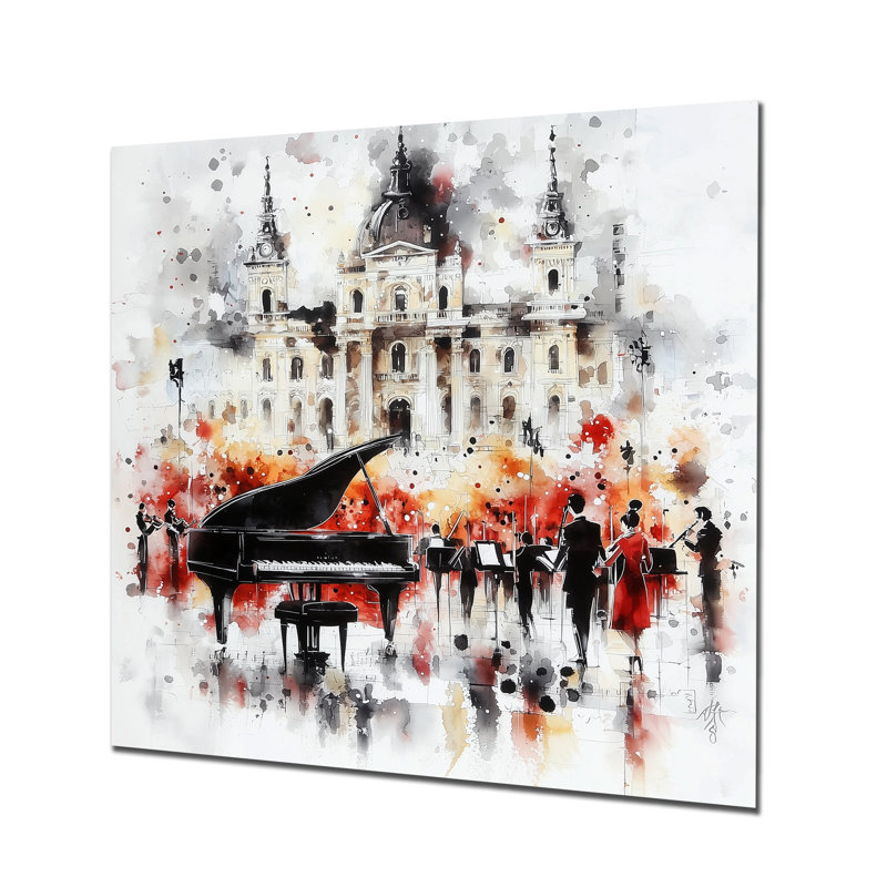 Vienna Grand Piano Italian Music II - Cityscapes Metal Wall Decor, Vienna Metal Print, 16" H x 16" W