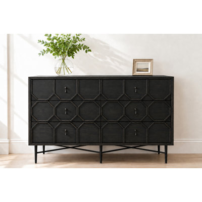 Commode 6 tiroirs Samara en noir antique