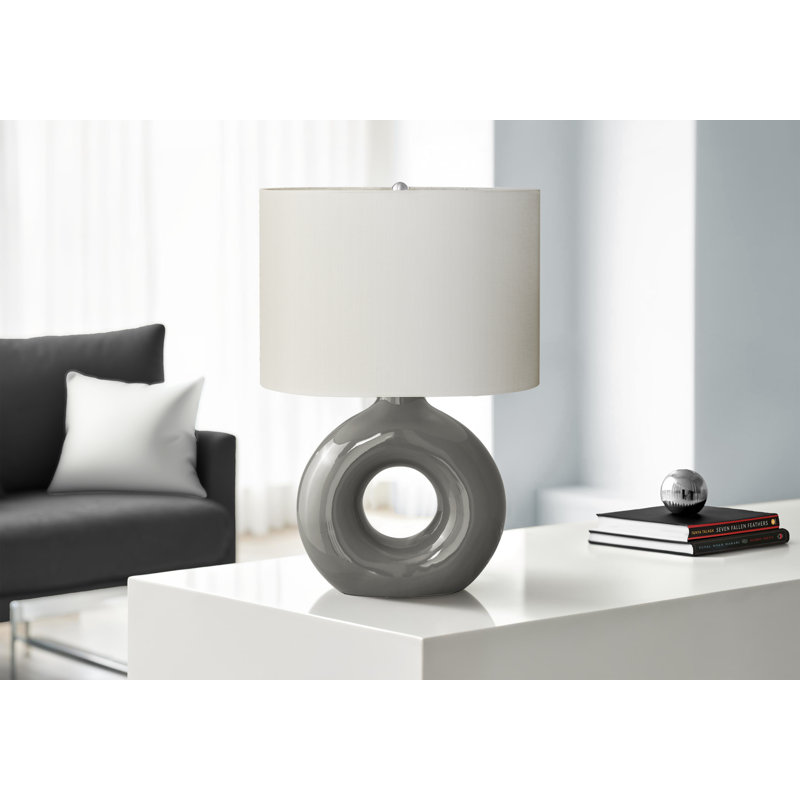 Lighting, 24"h, Table Lamp, Ceramic, Ivory / Cream Shade, Contemporary, Modern, Dark Gray 