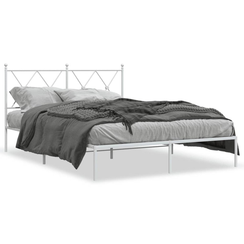Corrstown Metal Bed, White, European Double (140 x 200cm)