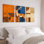 «Abstract Deer», ensemble de 3 reproductions d'art sur toile tendues à motif géométrique sur toile