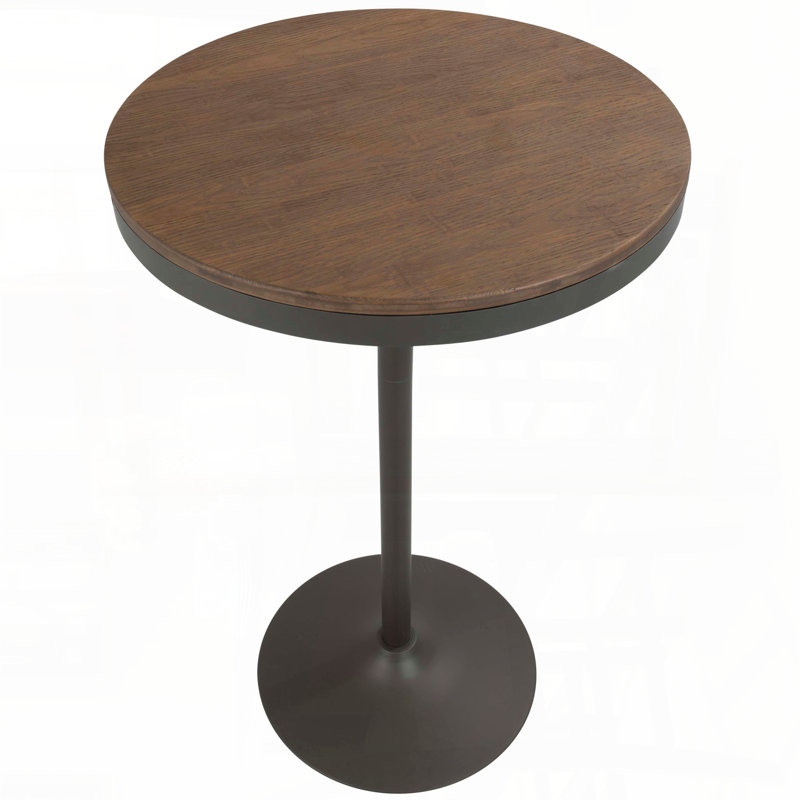 Table de bar / coin-repas réglable de style industriel en brun, H 43 po x L 27 po x l 27 po, Brun / Noir