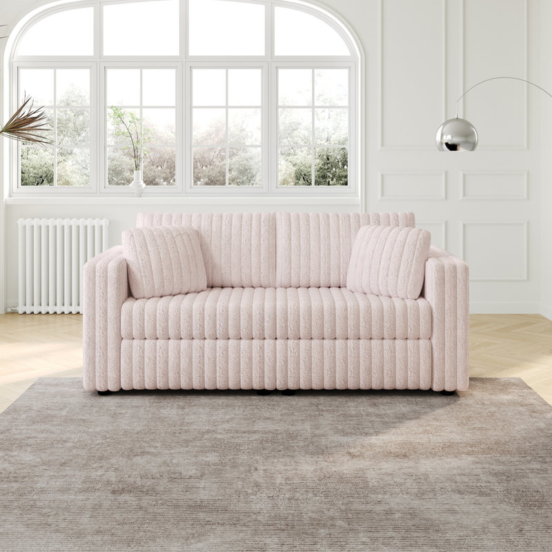 Canapé en cuir 75,6 po, Rose clair