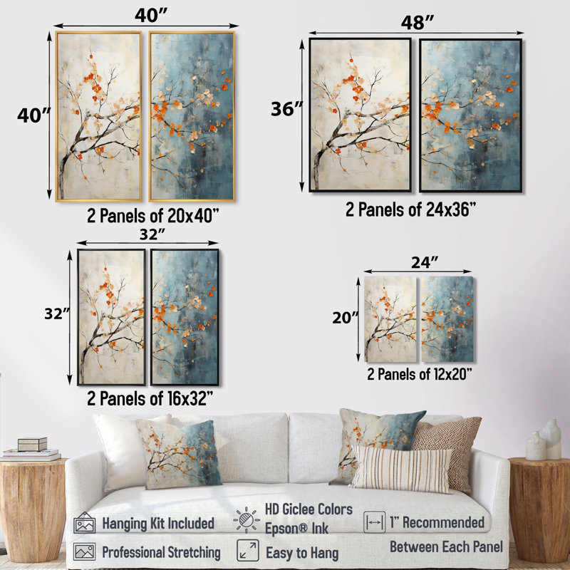Érable orange sarcelle brillant, braises V - impressions d'art traditionnelles sur toile, Noir, H 36 po x l 48 po