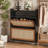 Simple Solid Wood and Rattan Narrow Shoe Cabinet
