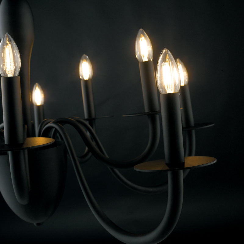Ferndale 10 - Light Candle Style Chandelier, Black