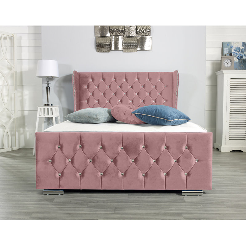 Lamberton Upholstered Bed Frame, Pink, Small Double (4')