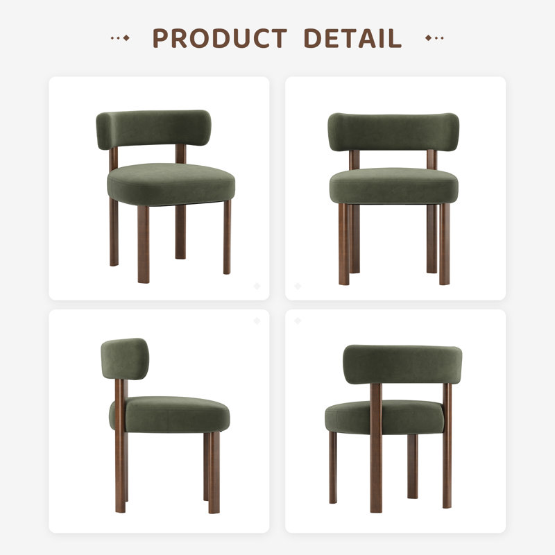 48.5cm H Upholstered Upholstered Back Side Chair, Fabric Green
