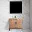 Meuble-lavabo sur pied 36 po avec lavabo - Armoire en bois massif avec lavabo en céramique, portes à fermeture en douceur et rangement réglable pour les petites salles de bain-545333208