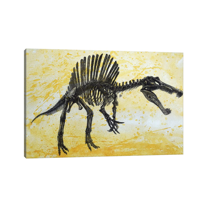 «Spinosaurus Dinosaur Skeleton» par Harm Plat - peinture sur toile tendue, H 18 po x l 26 po x P 1,5 po
