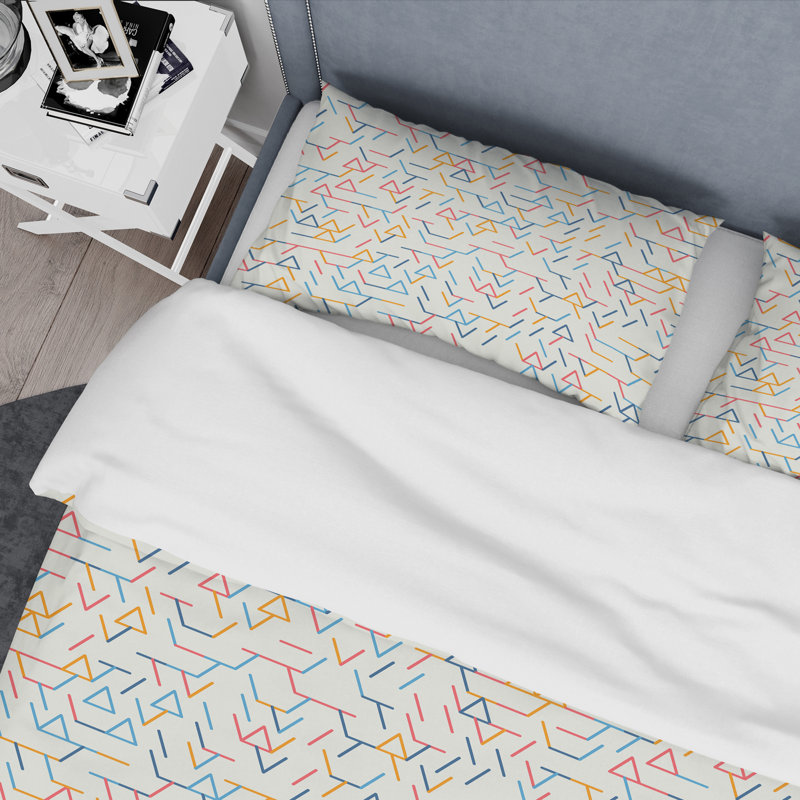 Modern & Contemporary Polyester Twill Geometric Shapes Duvet Cover, Twin Duvet Cover + 1 Sham, Abstract Geometric Background