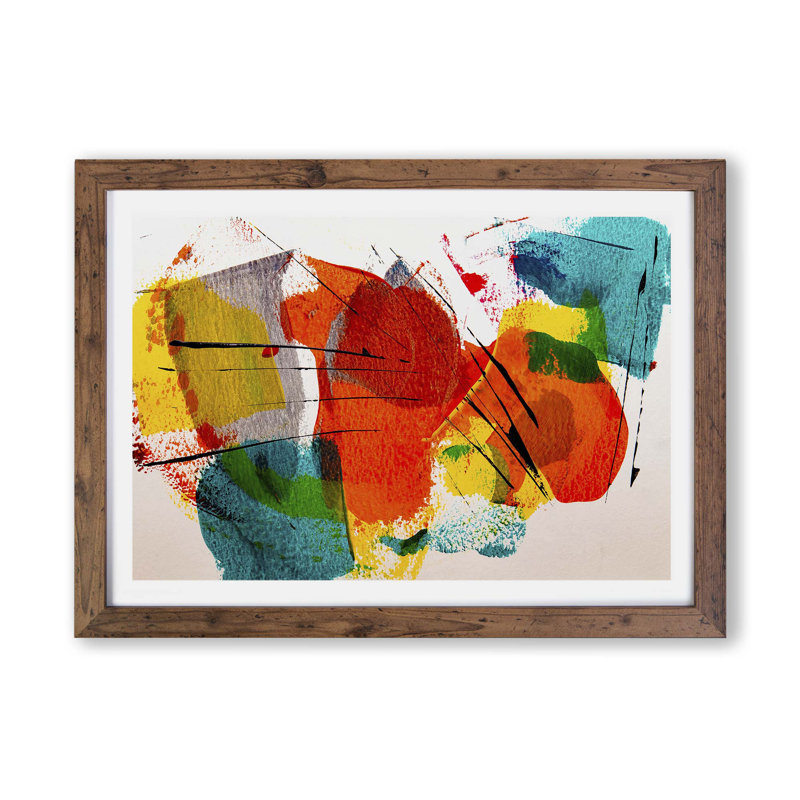 Abstract Vol.479 by S.Johnson - Single Picture Frame Painting, Walnut, 62cm H x 87cm W x 2cm D