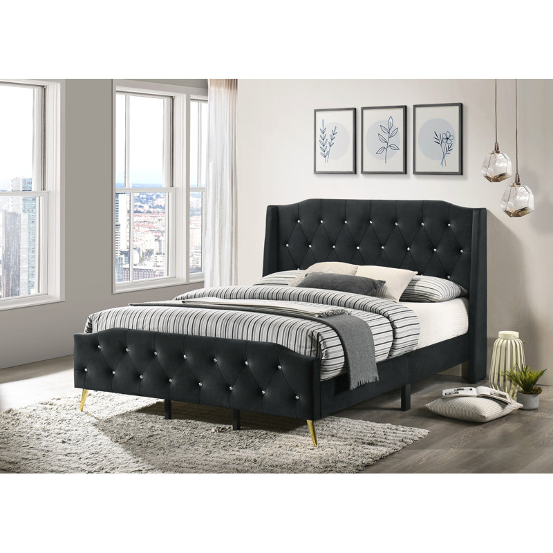 Pacifica Upholstered Bed, Single (3'), Black