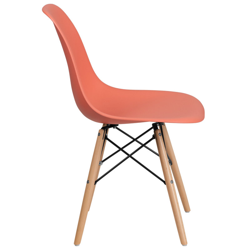 Averna Modern Side Chair with Wood Legs, Peach
