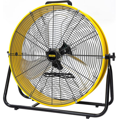 24 po Ventilateur tambour portable à grande vitesse 3 vitesses en jaune avec puissant moteur 1/3 HP, pale turbo