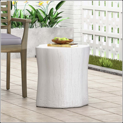 Table d'appoint d'extérieur en béton léger avec souche d'arbre, durable et élégante pour le patio et le jardin