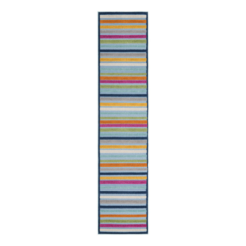 Striped Indoor / Outdoor Rug, Runner 2' x 10'