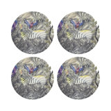 Arcadia Zebra Vegan Leather Round Coasters