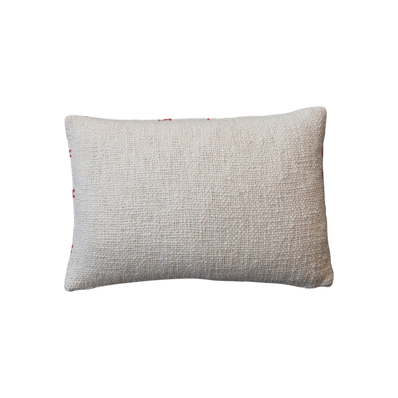 Coussin lombaire en coton tissé avec motif brodé "Ho Ho Ho"