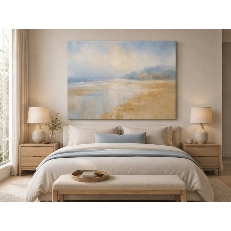 Morning Tide Reflection - Coastal Abstract Landscape, impression giclée sur toile tendue, 36"H x 48"W x 1.5"D