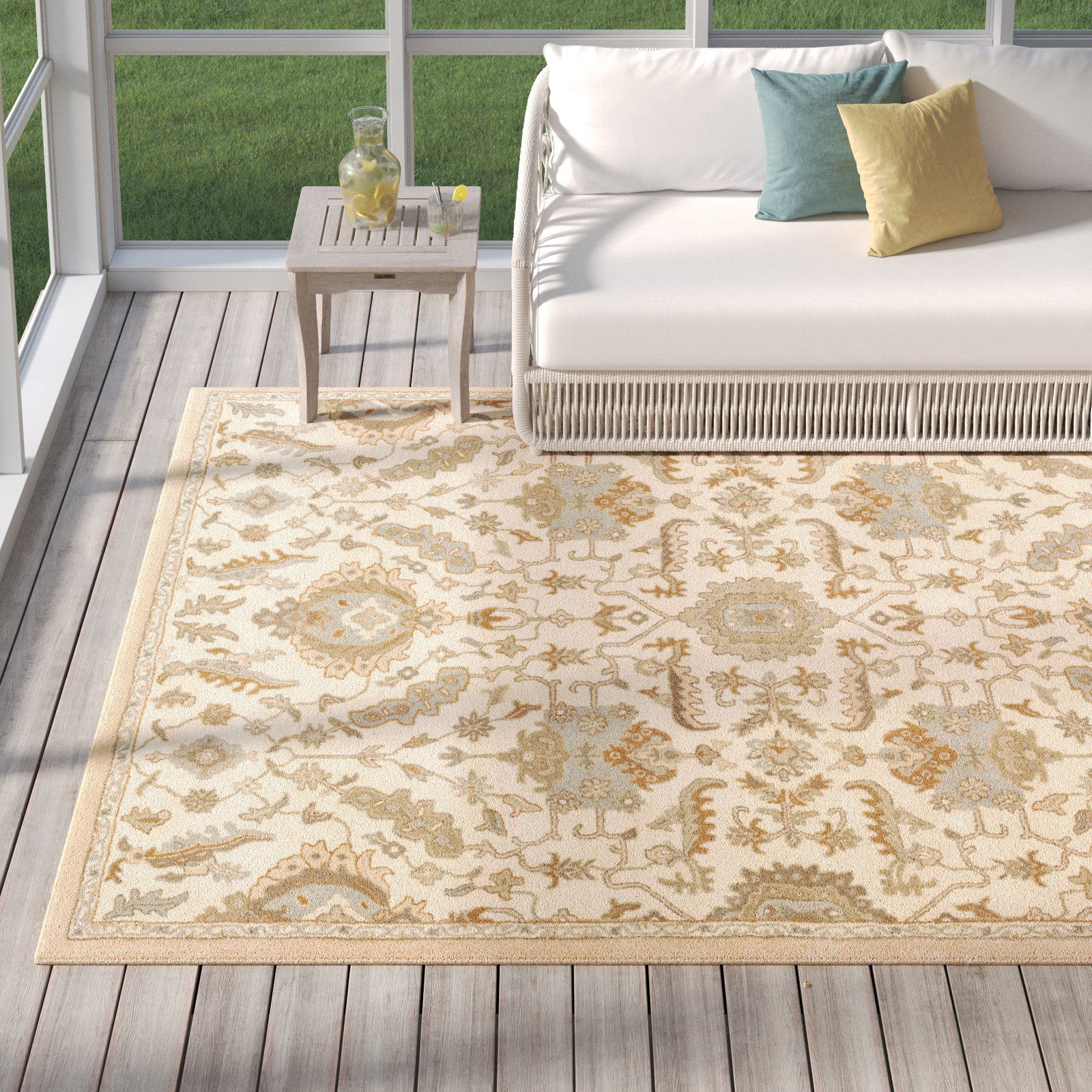 Arden Multi Hand-Tufted Wool Floral Rug, Rectangle 5' x 8'