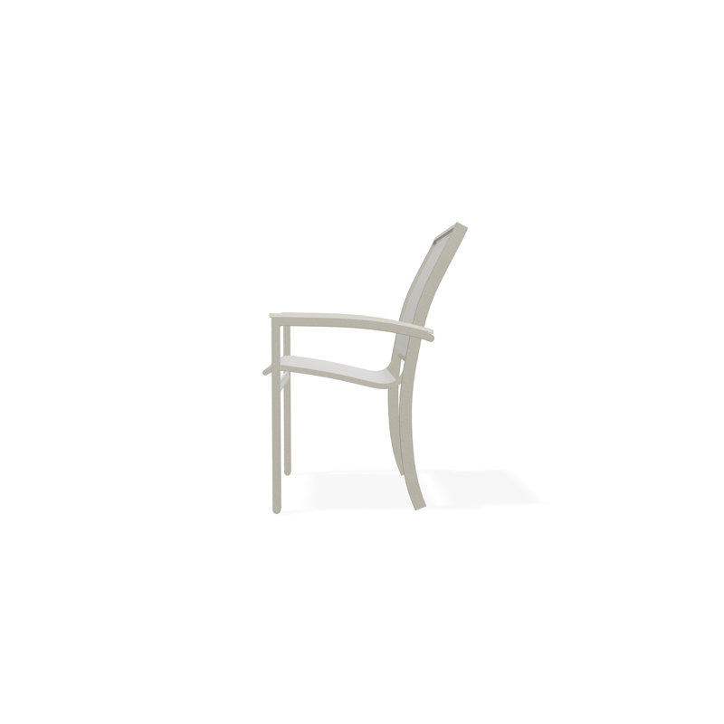 Bazza Sling Aluminum Frame Dining Height Stacking Café Chair with Marine Grade Polymer Arm Accent, Harbor, Storm