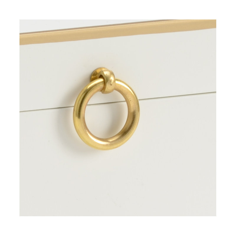 Wood Decorative Box, Cream/Gold