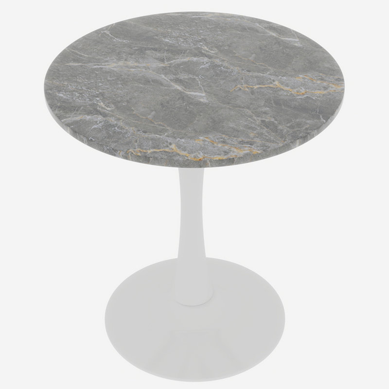 Table basse de 27,56 pouces de diamètre - 28,35 po de hauteur, table d'appoint de salon polyvalente, Gris foncé, Blanc