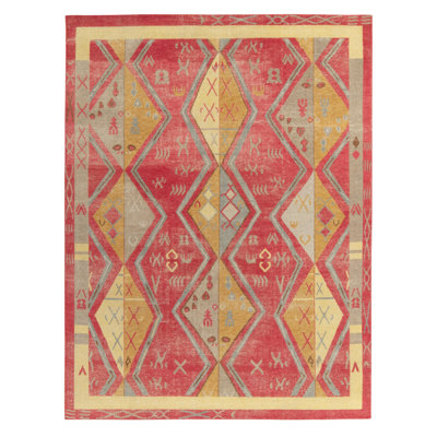 Distressed Homage Hand Knotted Wool Geometric Area Rug