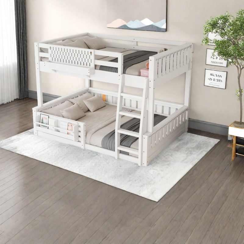 Lits superposés en bois peu encombrants avec rangement, conception blanche moderne pour maison familiale