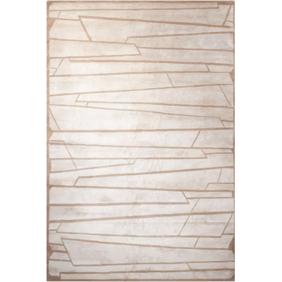 Beige-Powder Geometric Patterned Decorative Rug