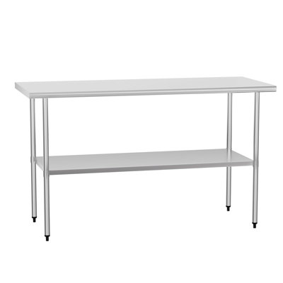 Table de préparation en acier inoxydable 24 po x 60 po en métal avec tablette réglable, table en acier inoxydable pour la cuisine commerciale, l'extérieur, le restaurant, l'hôtel et le garage