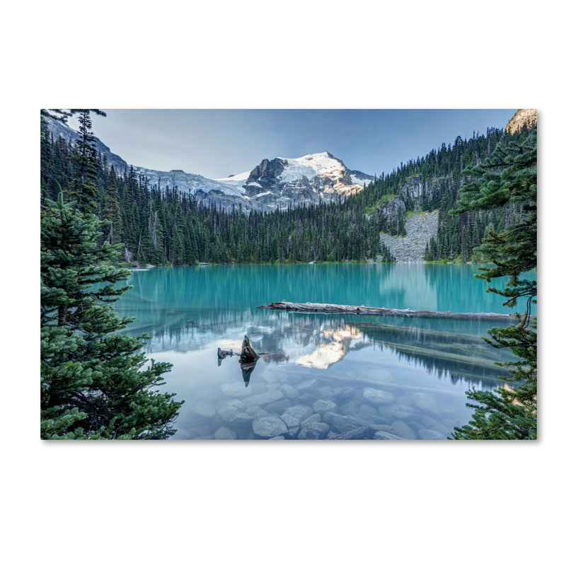 Large Framed Landscape Canvas Print in Blue and Green
