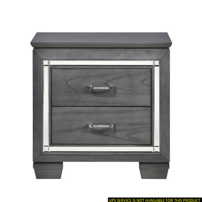 Chic table de chevet 2 grises avec poignées en cristal et en simili cristal 2 tiroirs élégants, poignées de bar pour la chambre à coucher