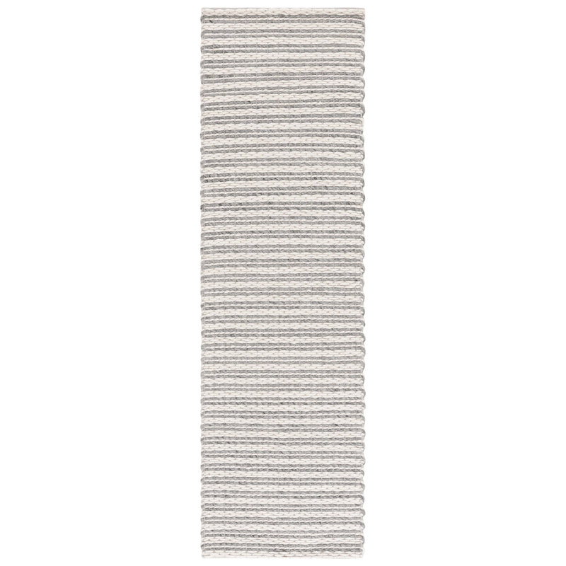 Tapis ivoire / argenté en laine et coton touffeté à la main Nowaczyk, Tapis de couloir 2 pi 3 po x 8 pi