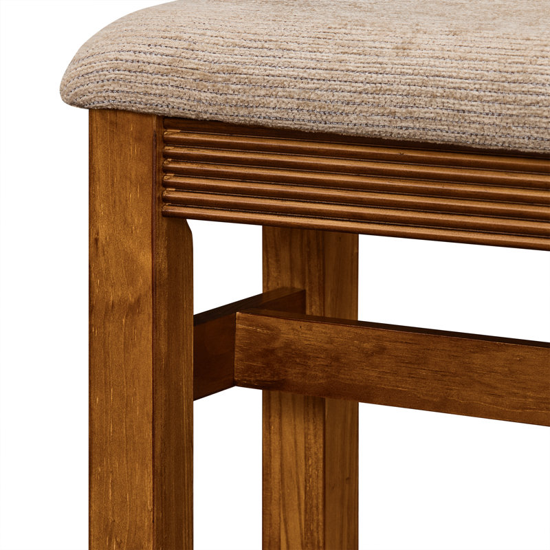 Ensemble de tables de bar cannelées avec tabouret rembourré en tissu, table de salle à manger à hauteur de comptoir de 59 po derrière le canapé pour la cuisine ou le salon, brun