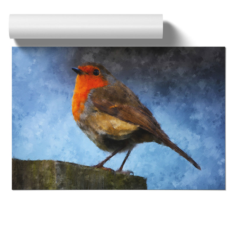 Robin Bird Painting - Frameless Print, 30cm H x 42cm W x 0.1cm D