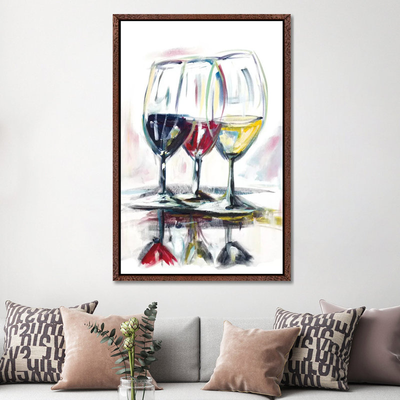Time For Wine II by Andy Beauchamp - Painting on Canvas, 152.5 cm H x 101.5 cm W, Classic Brown Wood Framed Canvas