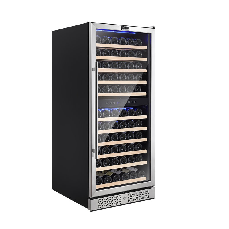 Empava 24" 116-Bottle Dual Zone Wine Cooler - Built-In or Freestanding, Quiet Compressor, Stainless Steel
