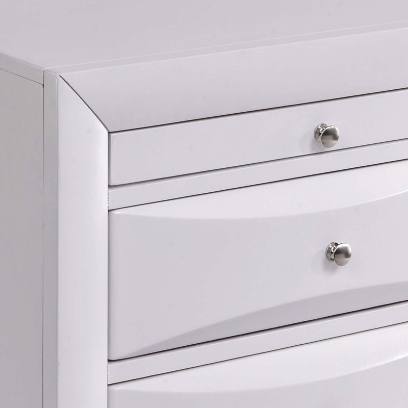 Table de chevet avec 2 tiroirs, Blanc
