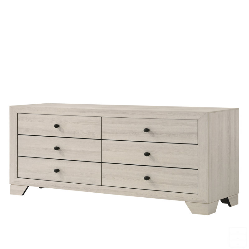 1Pc Rustic Six Drawers Storage Dresser Wooden Bedroom Furniture, White